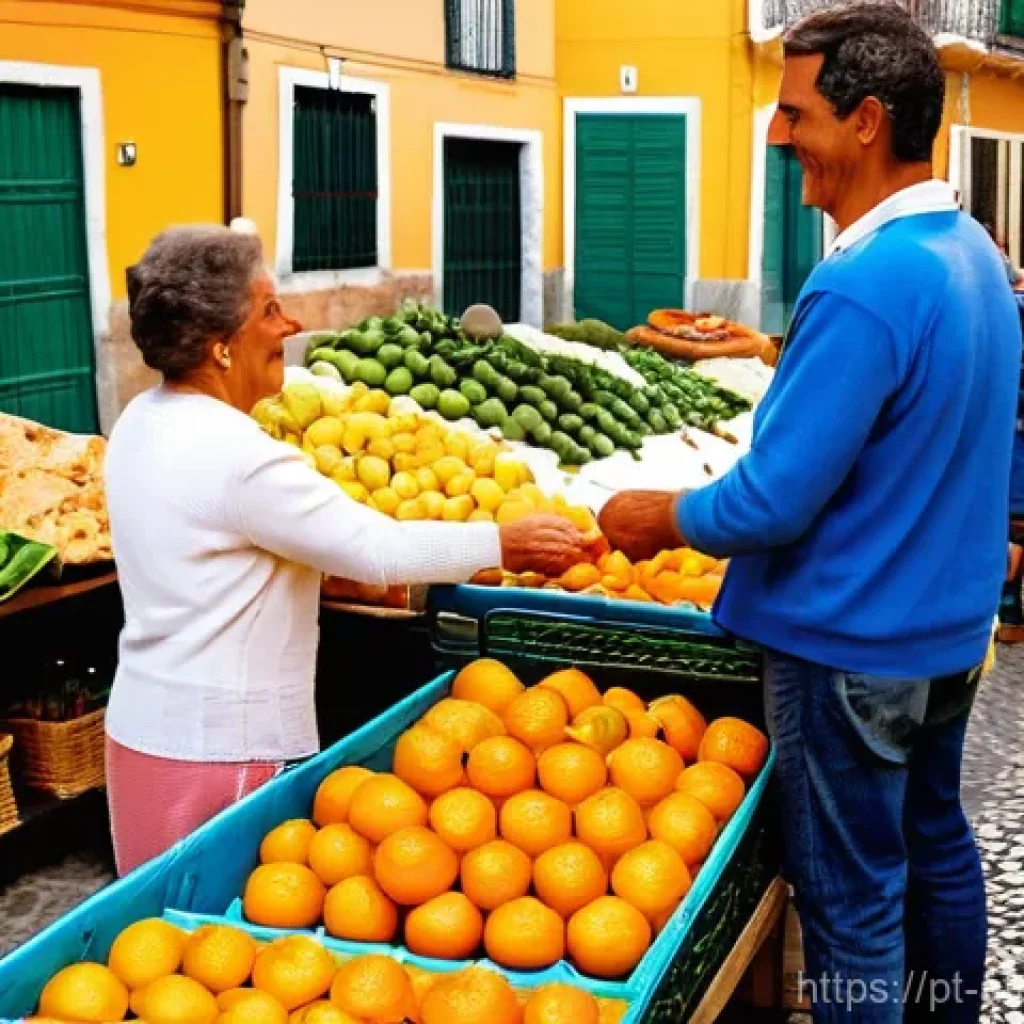 지역 사랑의 공동체 사례 - A Bustling Portuguese Farmers' Market**
A vibrant and bustling Portuguese farmers' market, suitable ...