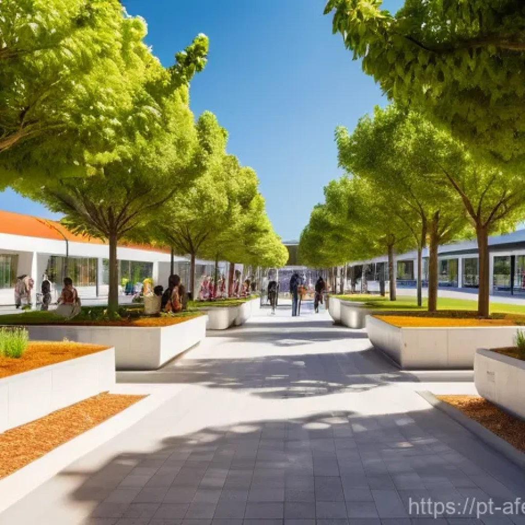 미래 공동체의 거버넌스 구조 - **Prompt:** A vibrant, sun-drenched panoramic view of a modern, sustainable smart city park in Portu...
