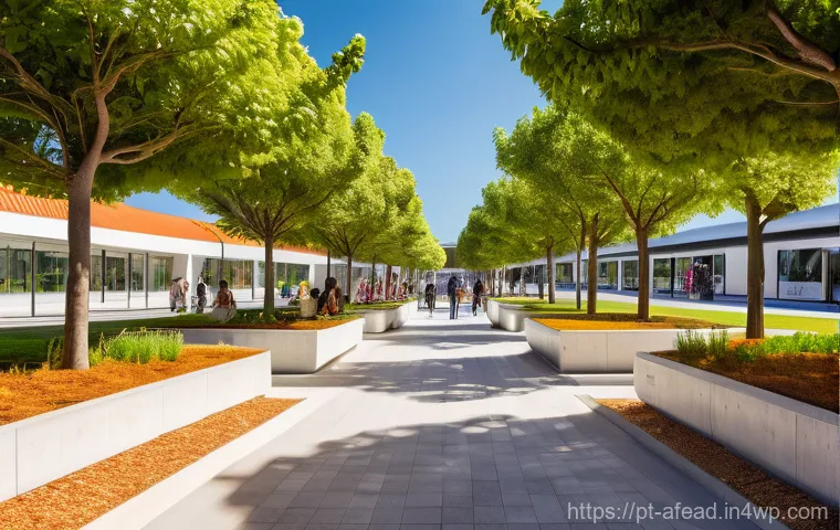 미래 공동체의 거버넌스 구조 - **Prompt:** A vibrant, sun-drenched panoramic view of a modern, sustainable smart city park in Portu...