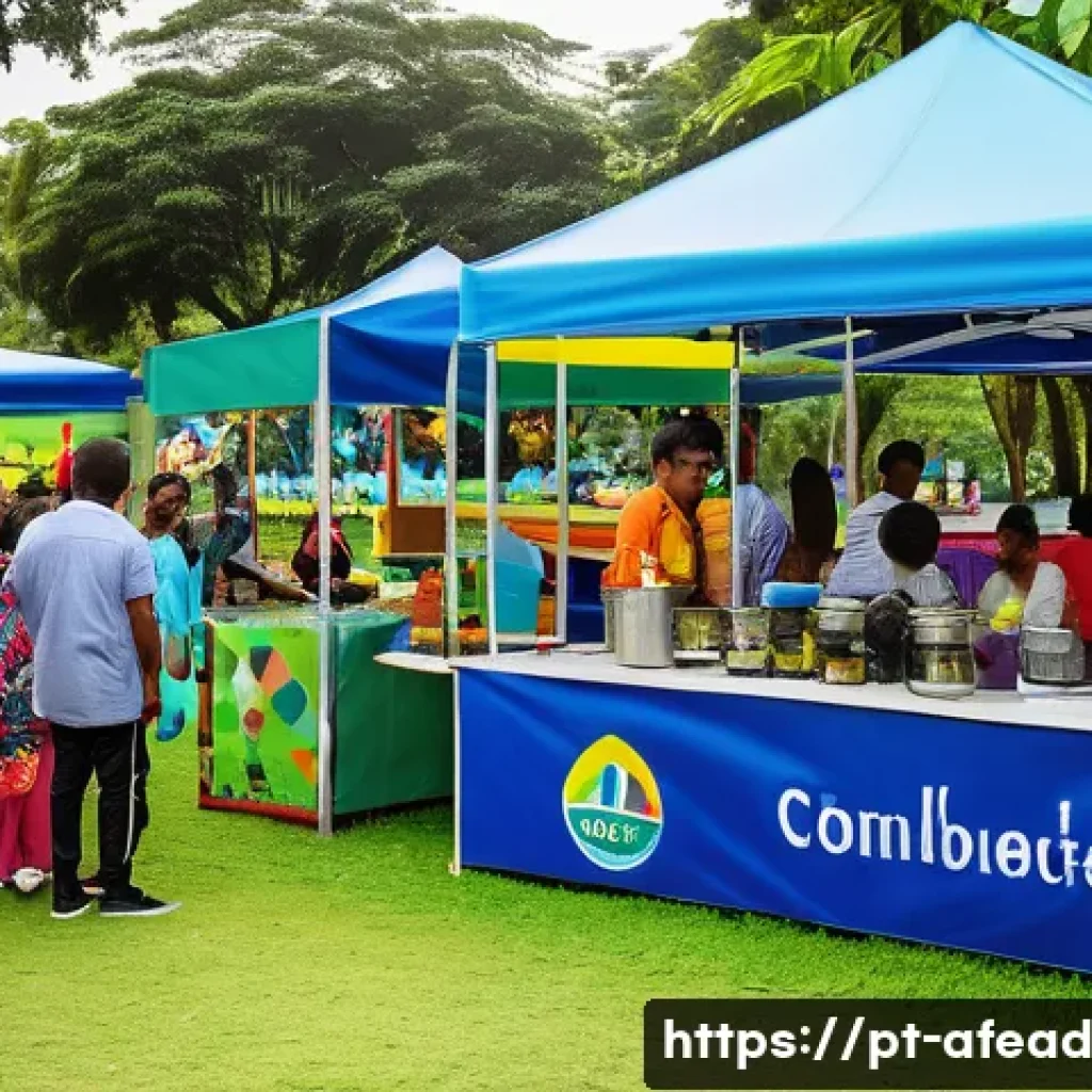공동체 형성을 위한 민간 부문 역할 - A vibrant community event held in a Brazilian neighborhood park, featuring diverse local residents e...