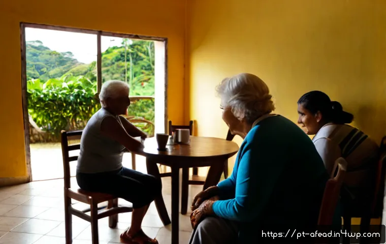사회적 소외 문제와 공동체의 역할 - Photorealistic community center in Brazil, an elderly woman sitting alone near a sunlit window while...
